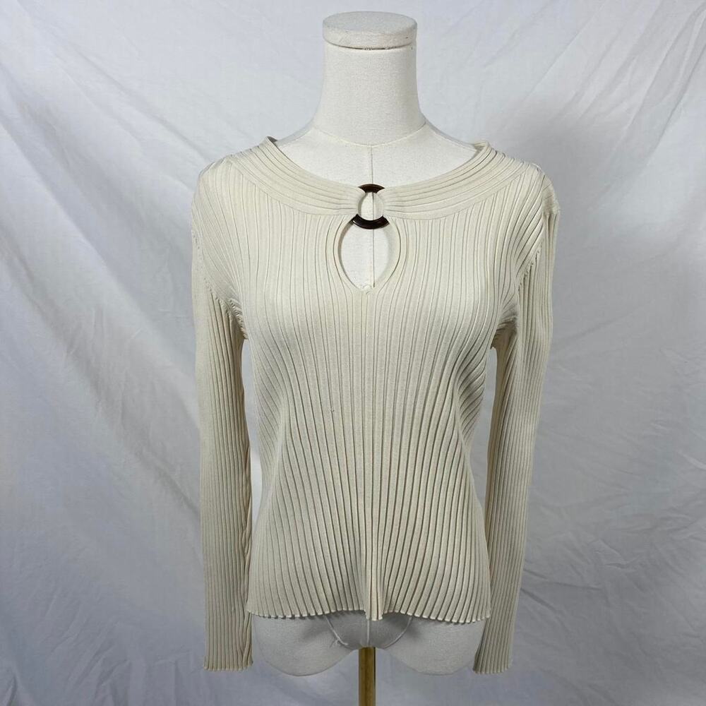 Say What white cream ribbed top keyhole cutout size xl y2k preppy‎ vintage 2000s